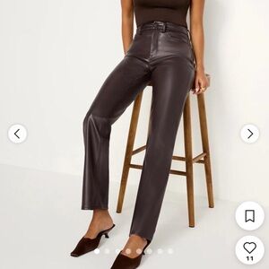 Good American Faux Leather High-Waist Pants in Chocolate